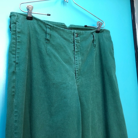 J. Peterman Denim - J Peterman green denim high waist wide leg jeans